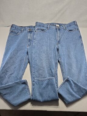 Two Pair of Full Blue Flannel Lined Jeans Size 36x32